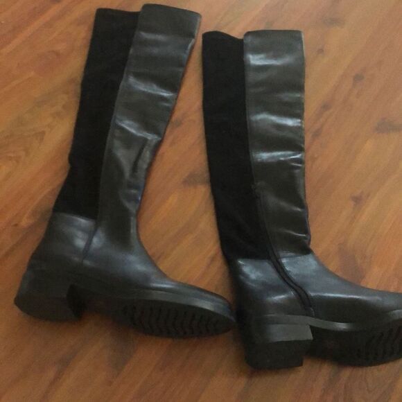Barney’s New York Black leather chunky rubber heel over the knee boots size 39 - Picture 4 of 5